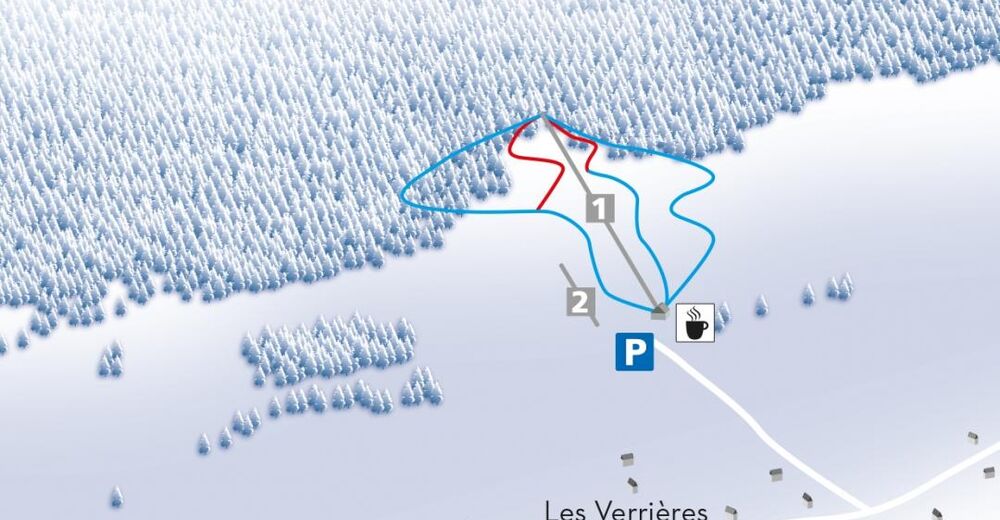 Pistenplan Skigebiet Les Verrières