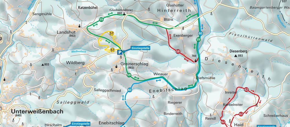 Loipenplan Unterweißenbach / Aktivwelt Freiwald