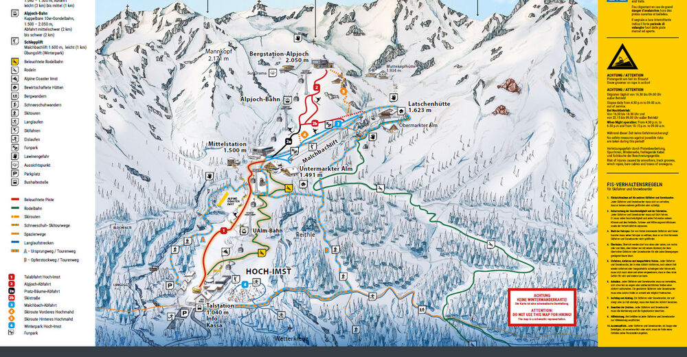 Mapa zjazdoviek Lyžiarske stredisko Imster Bergbahnen