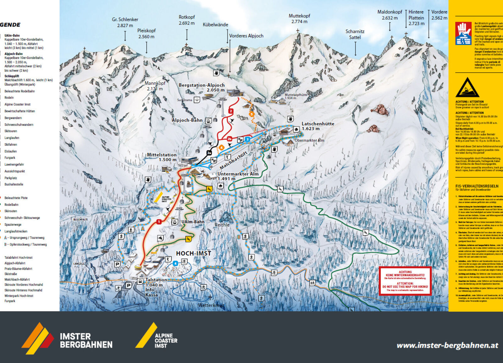 Pistenplan Skigebiet Imster Bergbahnen