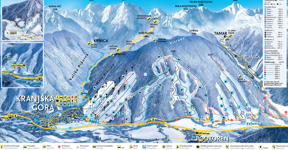 Planul pistelor Zonă de schi Kranjska Gora