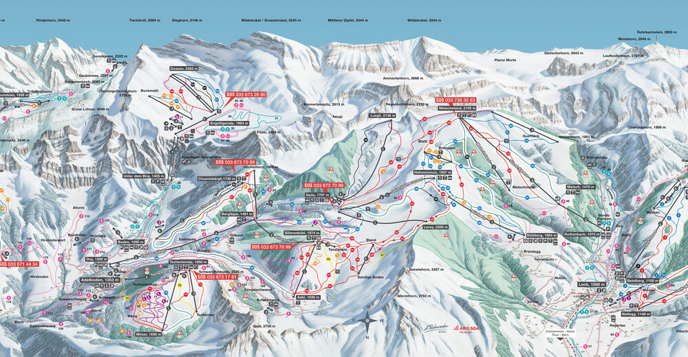Plan skijaških staza Skijaško područje Engstligenalp - Adelboden