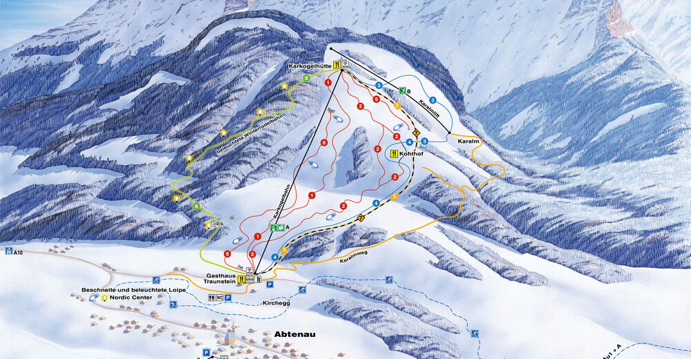 Planul pistelor Zonă de schi Karkogel / Abtenau im Lammertal
