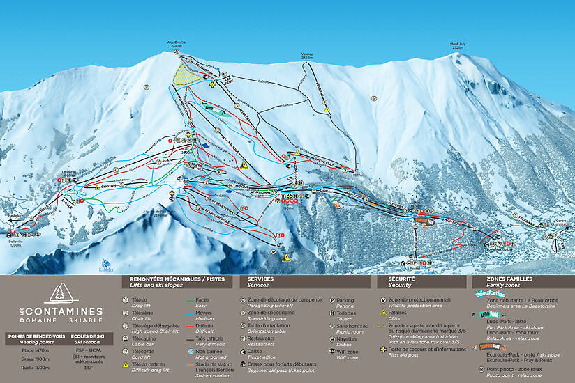 PistenplanSkigebiet Les Contamines - Montjoie / Hauteluce