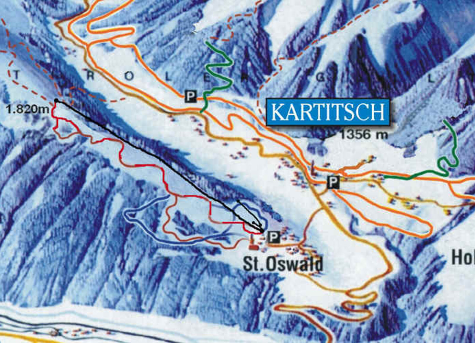 Pistenplan Skigebiet Kanterlift / Kartitsch - Osttirol