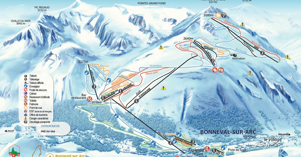 Pistenplan Skigebiet Bonneval sur Arc