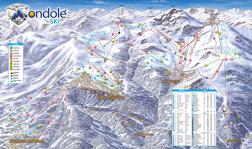 PistenplanSkigebiet Frabosa Soprana / Mondolé Ski
