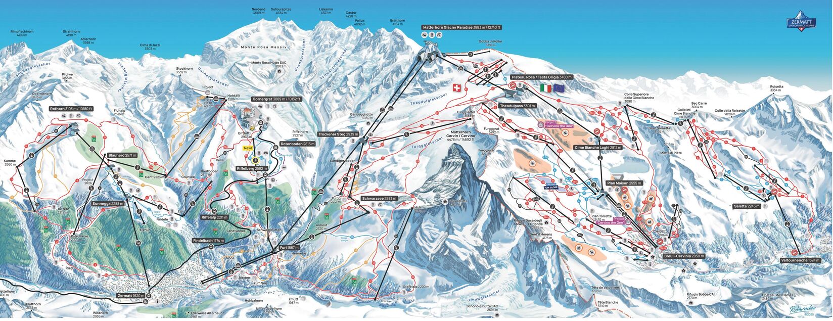 PistenplanSkigebiet Breuil - Cervinia