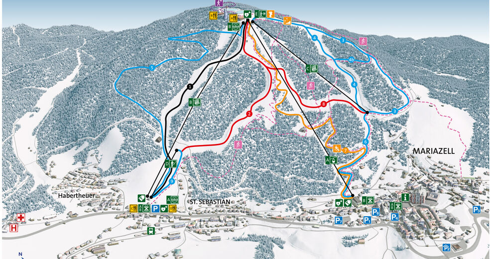 Plan skijaških staza Skijaško područje Mariazeller Bürgeralpe