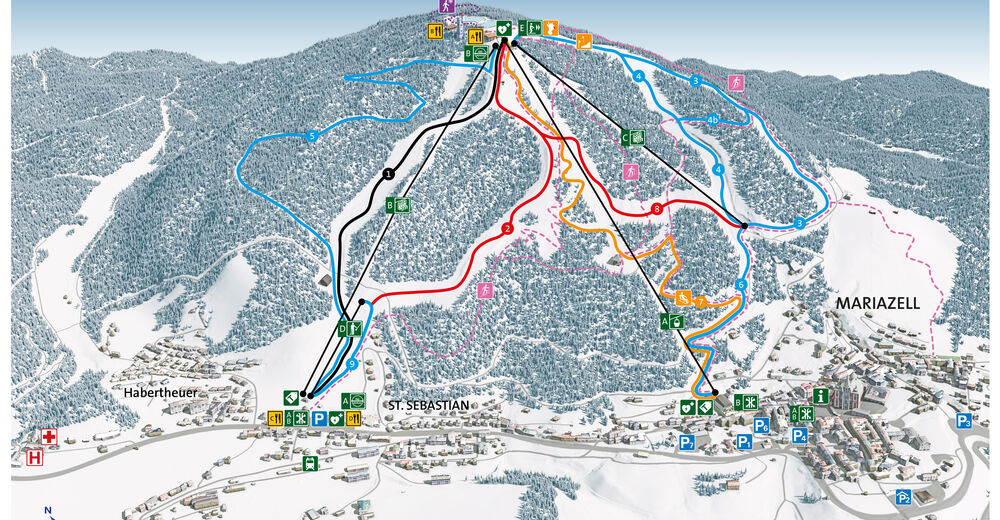 Mapa stoków Ośrodek narciarski Mariazeller Bürgeralpe