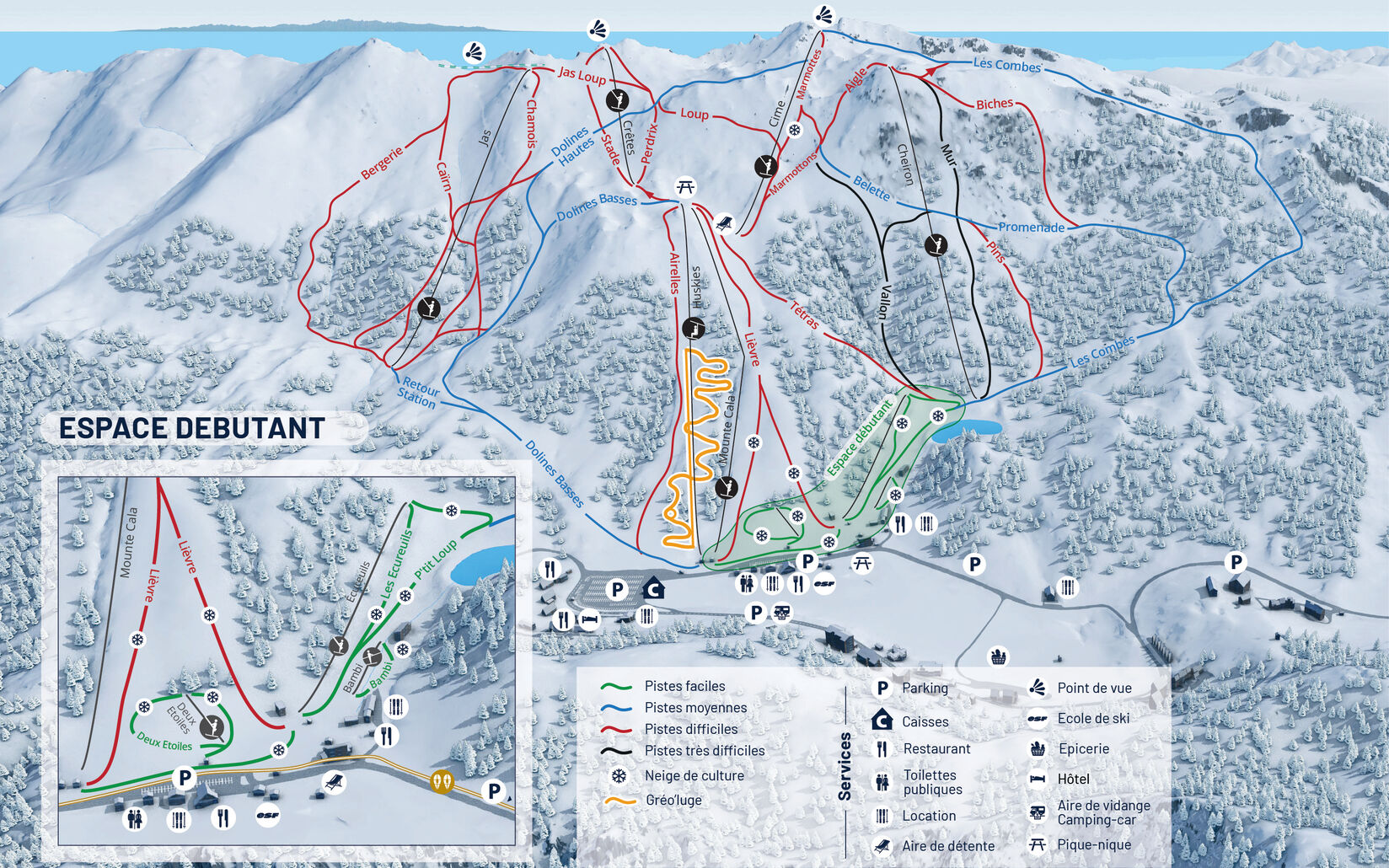 PistenplanSkigebiet Gréolières-Les-Neiges
