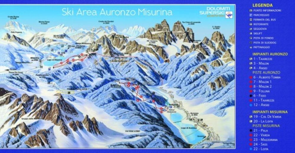 Mappa delle piste Comparto sciistico Auronzo - Monte Agudo