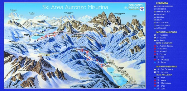 PistenplanSkigebiet Auronzo - Monte Agudo