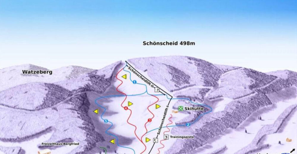 Pistenplan Skigebiet Schönscheidlifte / Hartenrod