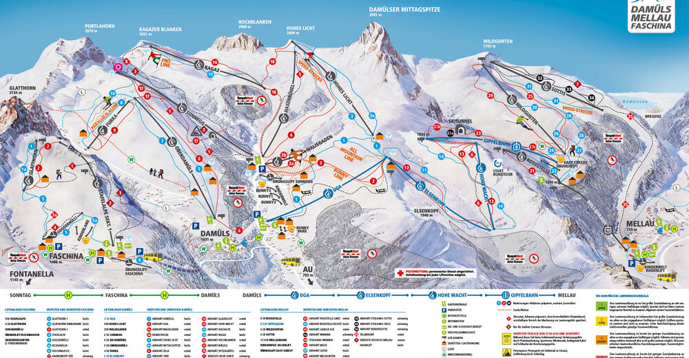 План лыжни Лыжный район Skischaukel Mellau / Damüls / Faschina