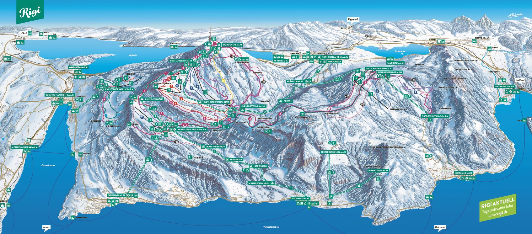 BERGFEX: Pistenplan Rigi - Panoramakarte Rigi - Karte Rigi