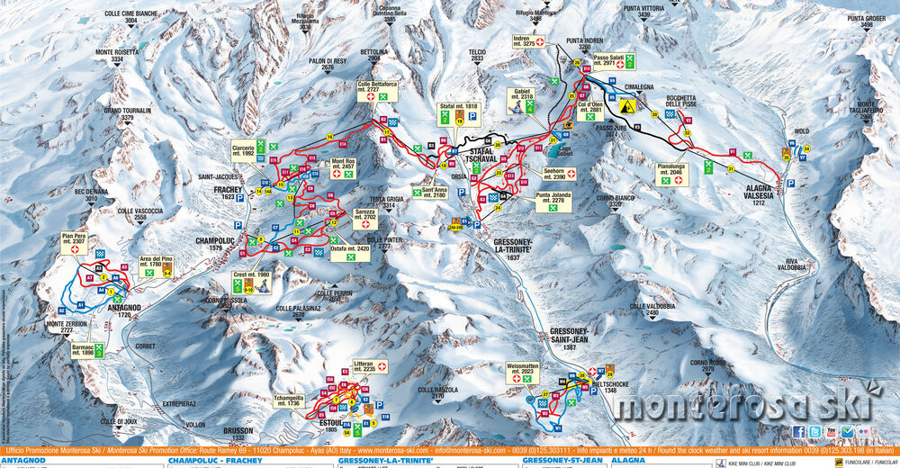 Pistenplan Skigebiet Champoluc / Frachey