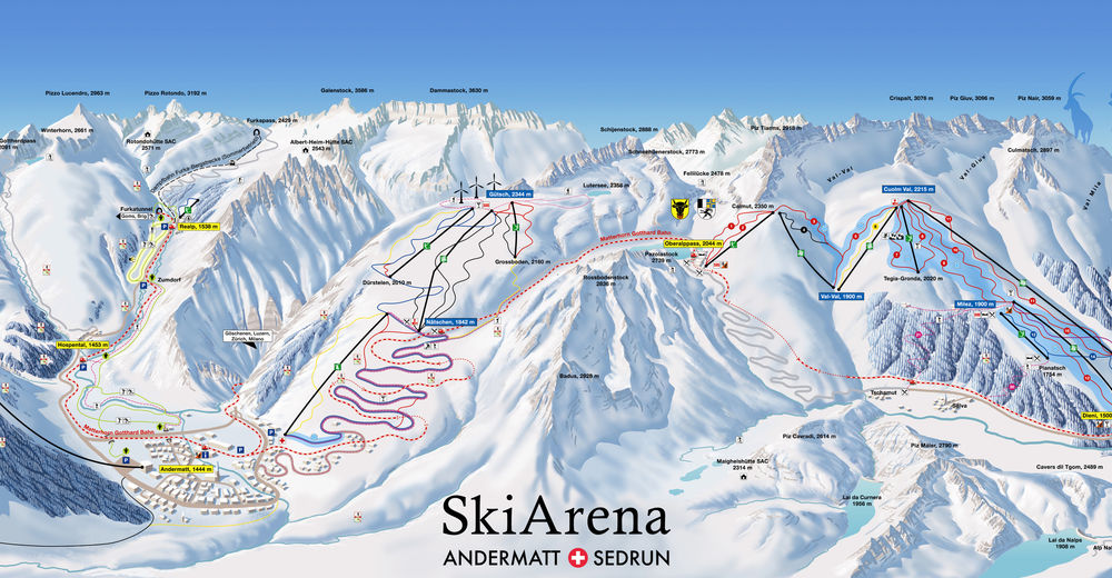 Planul pistelor Zonă de schi Realp