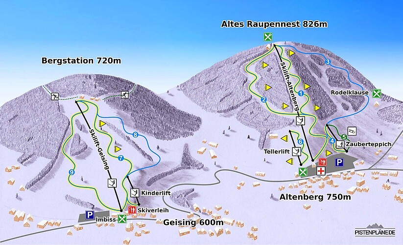 PistenplanSkigebiet Altenberg - Geising