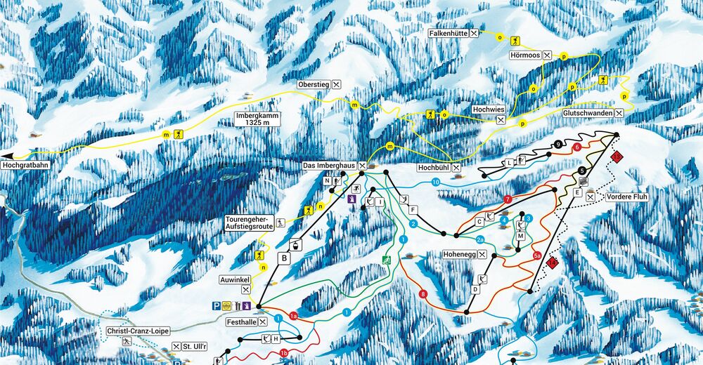 Plan skijaških staza Skijaško područje Imbergbahn & Ski-Arena Steibis