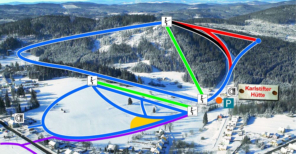 Plan de piste Station de ski Aichelberglifte Karlstift
