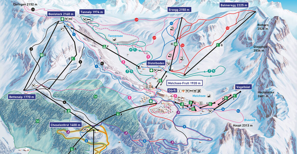 Plan skijaških staza Skijaško područje Melchsee - Frutt