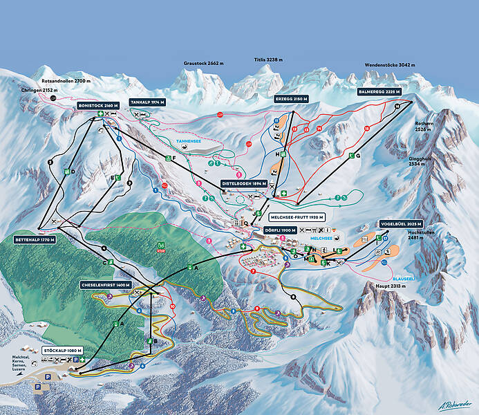 PistenplanSkigebiet Melchsee - Frutt