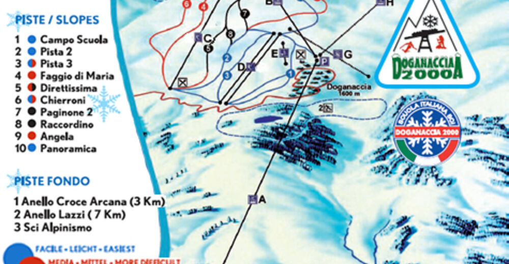 Pistenplan Skigebiet Doganaccia / Cutigliano