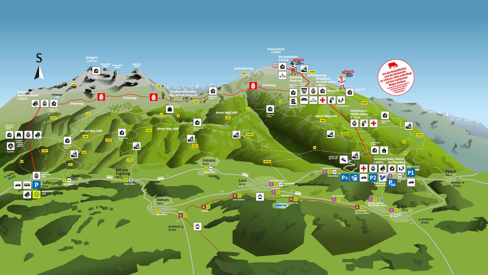 BERGFEX: Piste map Innsbruck Igls / Patscherkofel - Panoramic map ...