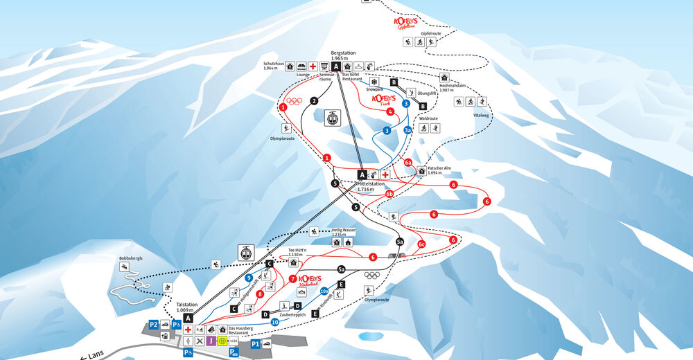 Mapa zjazdoviek Lyžiarske stredisko Innsbruck Igls / Patscherkofel