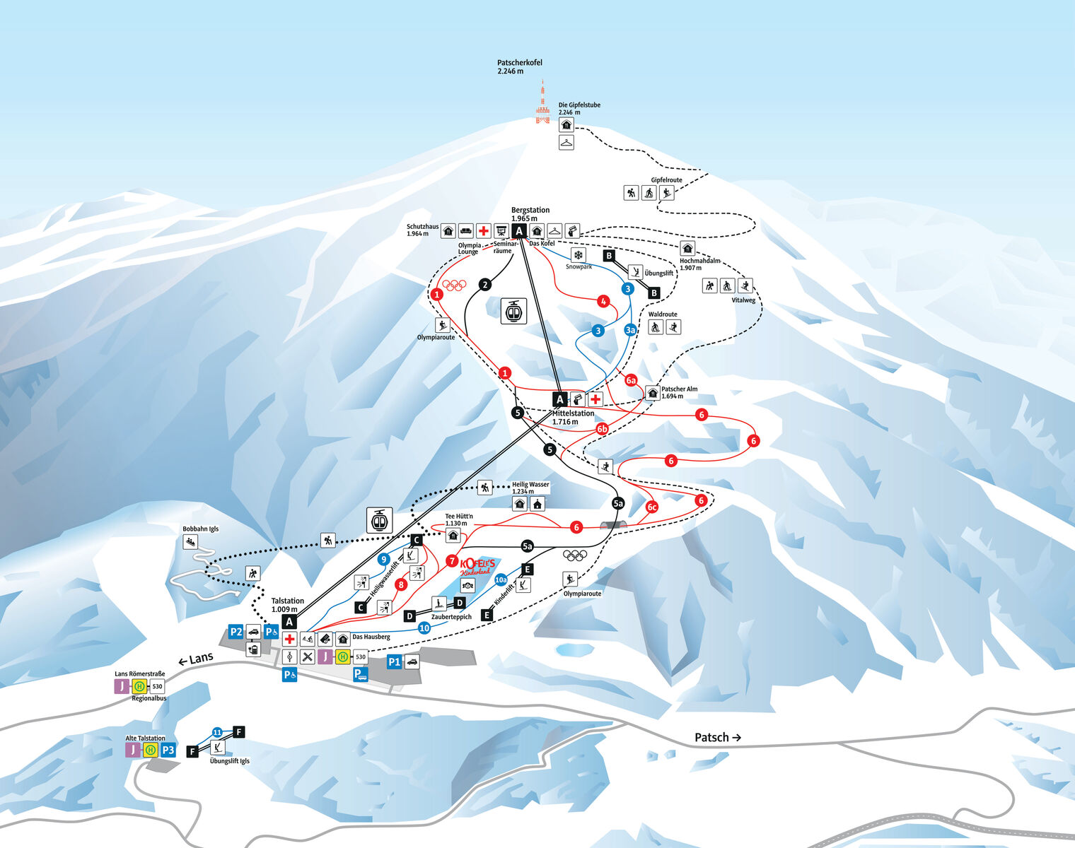 PistenplanSkigebiet Innsbruck Igls / Patscherkofel