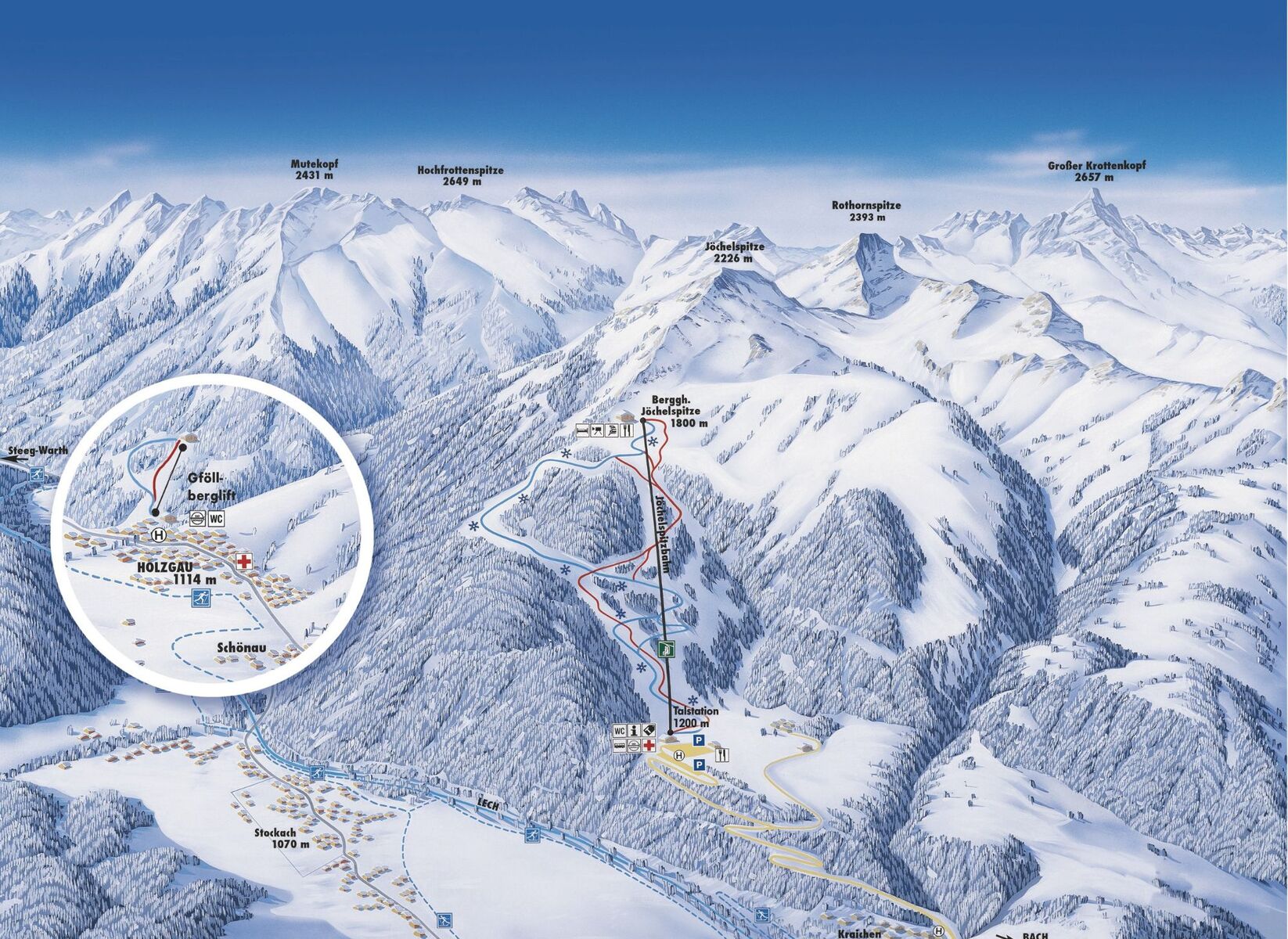 PistenplanSkigebiet Jöchelspitze / Lechtaler Bergbahnen
