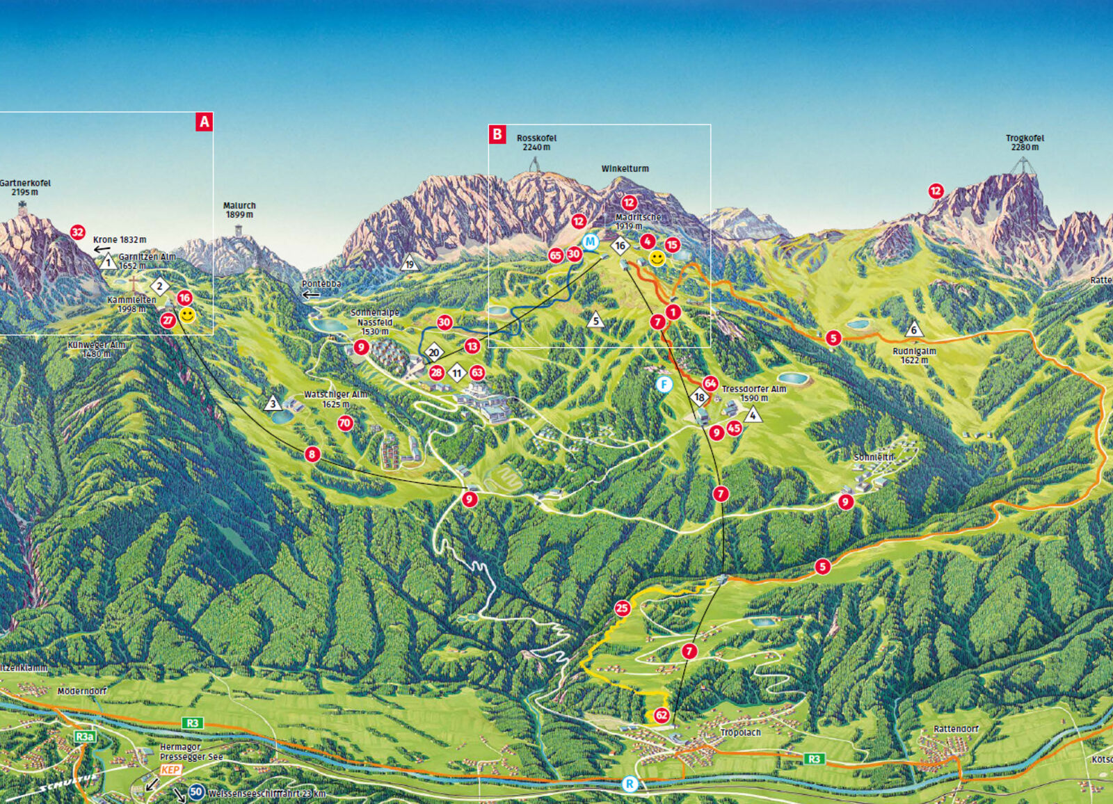 Pistenplan Skigebiet Nassfeld