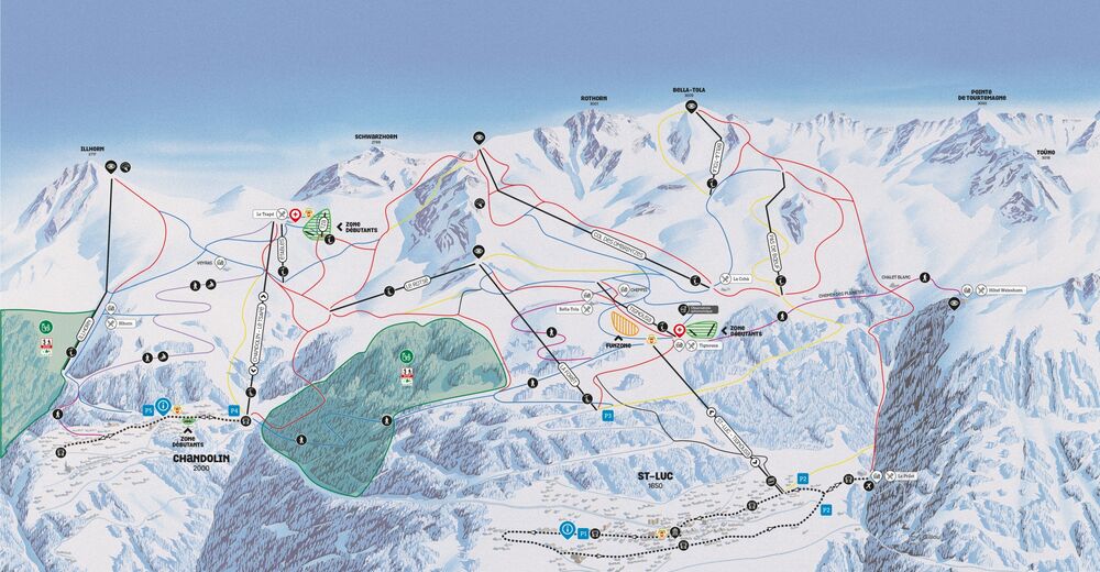 Plan skijaških staza Skijaško područje St-Luc / Chandolin