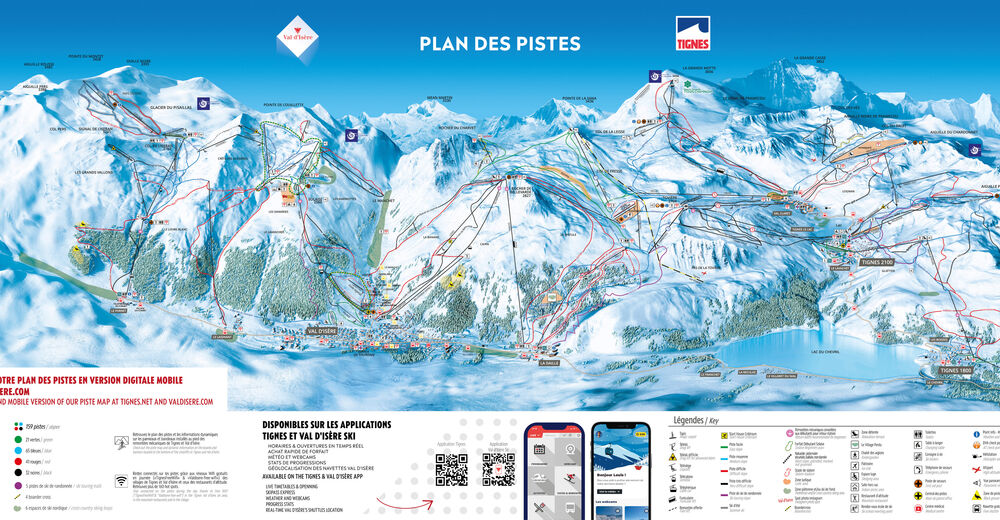 Mapa stoków Ośrodek narciarski Tignes