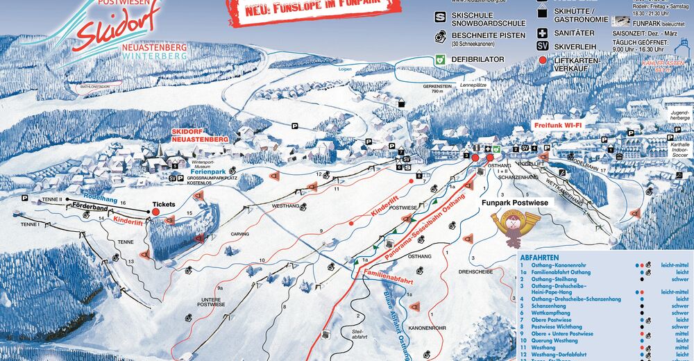 Pistenplan Skigebiet Postwiese - Neuastenberg