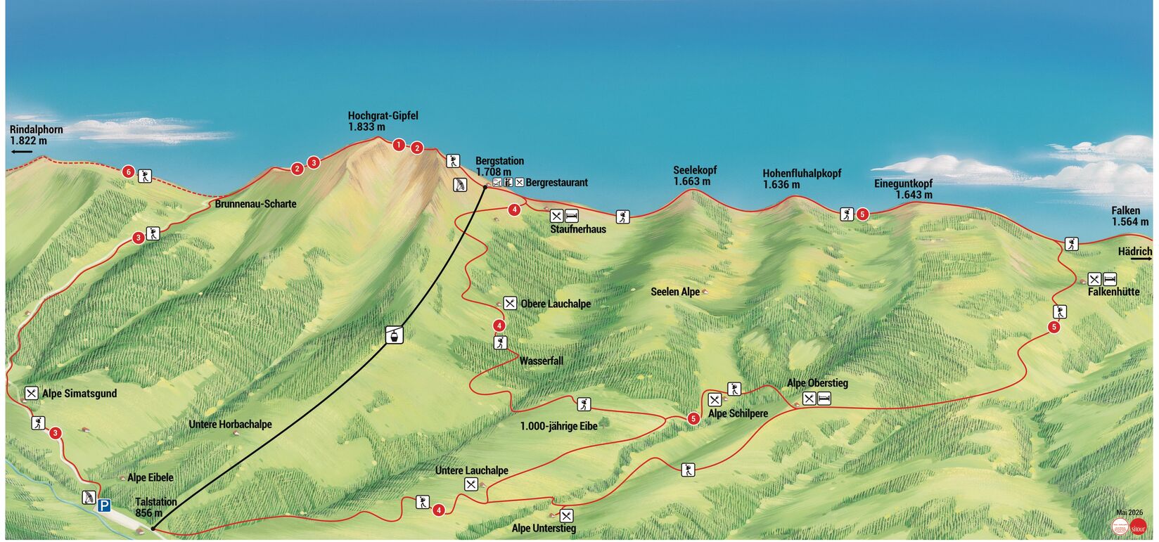 PistenplanSkigebiet Hochgratbahn Oberstaufen - Steibis