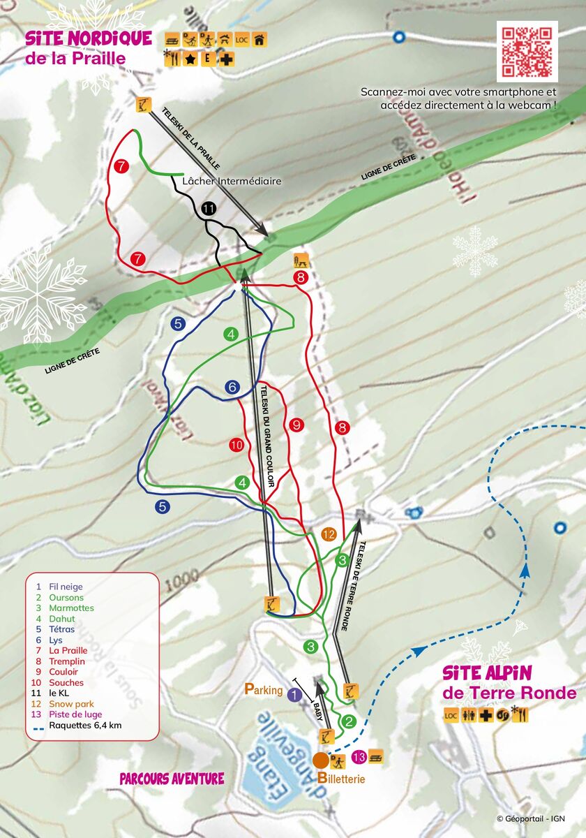 PistenplanSkigebiet Plateau d'Hauteville