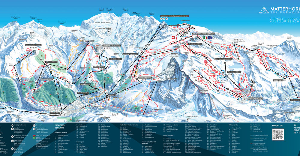 Mappa delle piste Comparto sciistico Zermatt