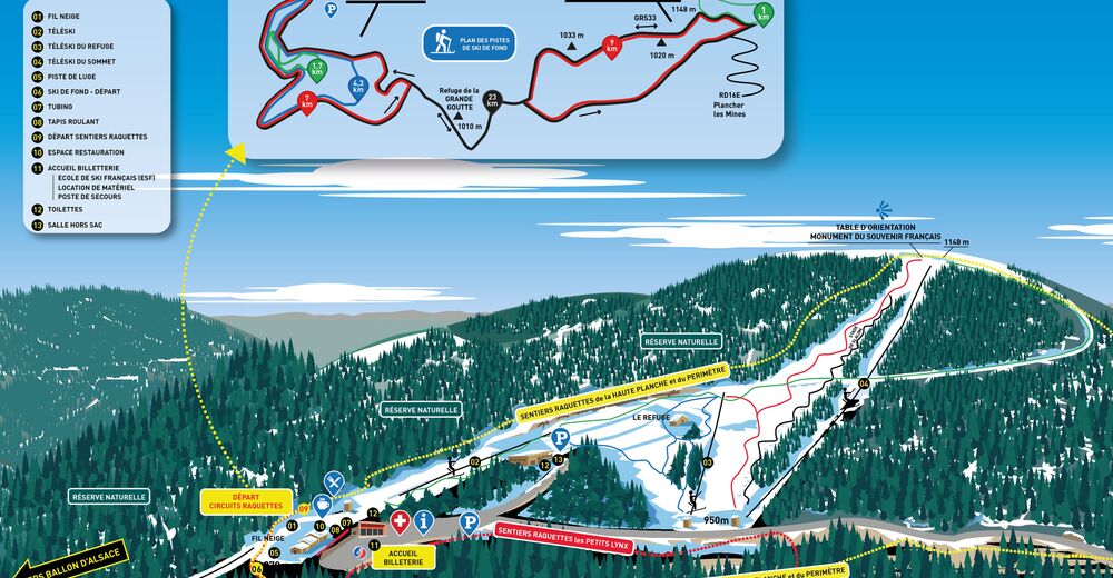 Plan de piste Station de ski Planche des Belles Filles