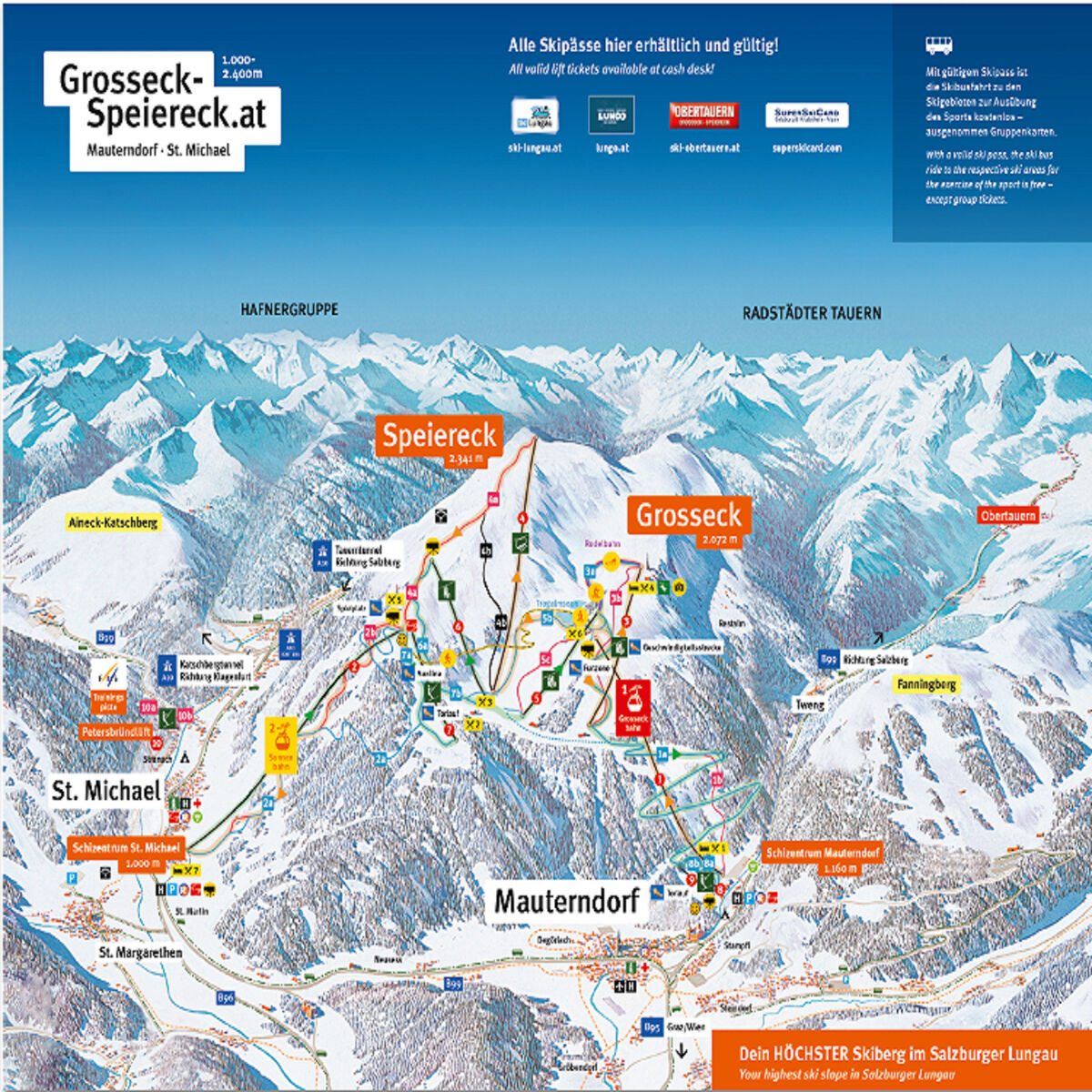 PistenplanSkigebiet Großeck / Speiereck / Mauterndorf