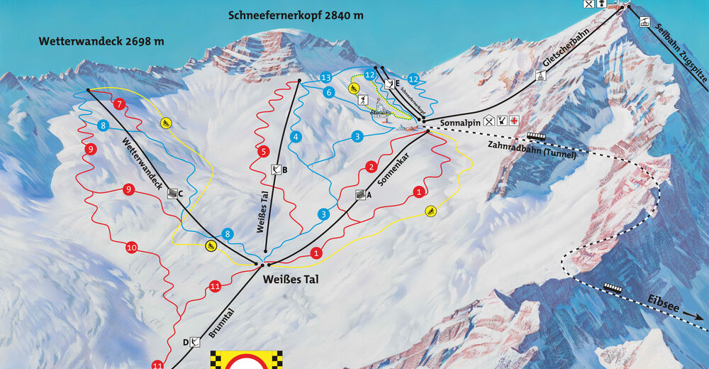 Pistplan Skidområde Zugspitze
