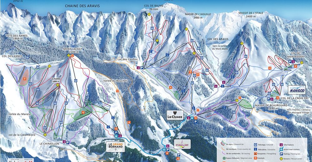 Plan skijaških staza Skijaško područje Saint Jean de Sixt