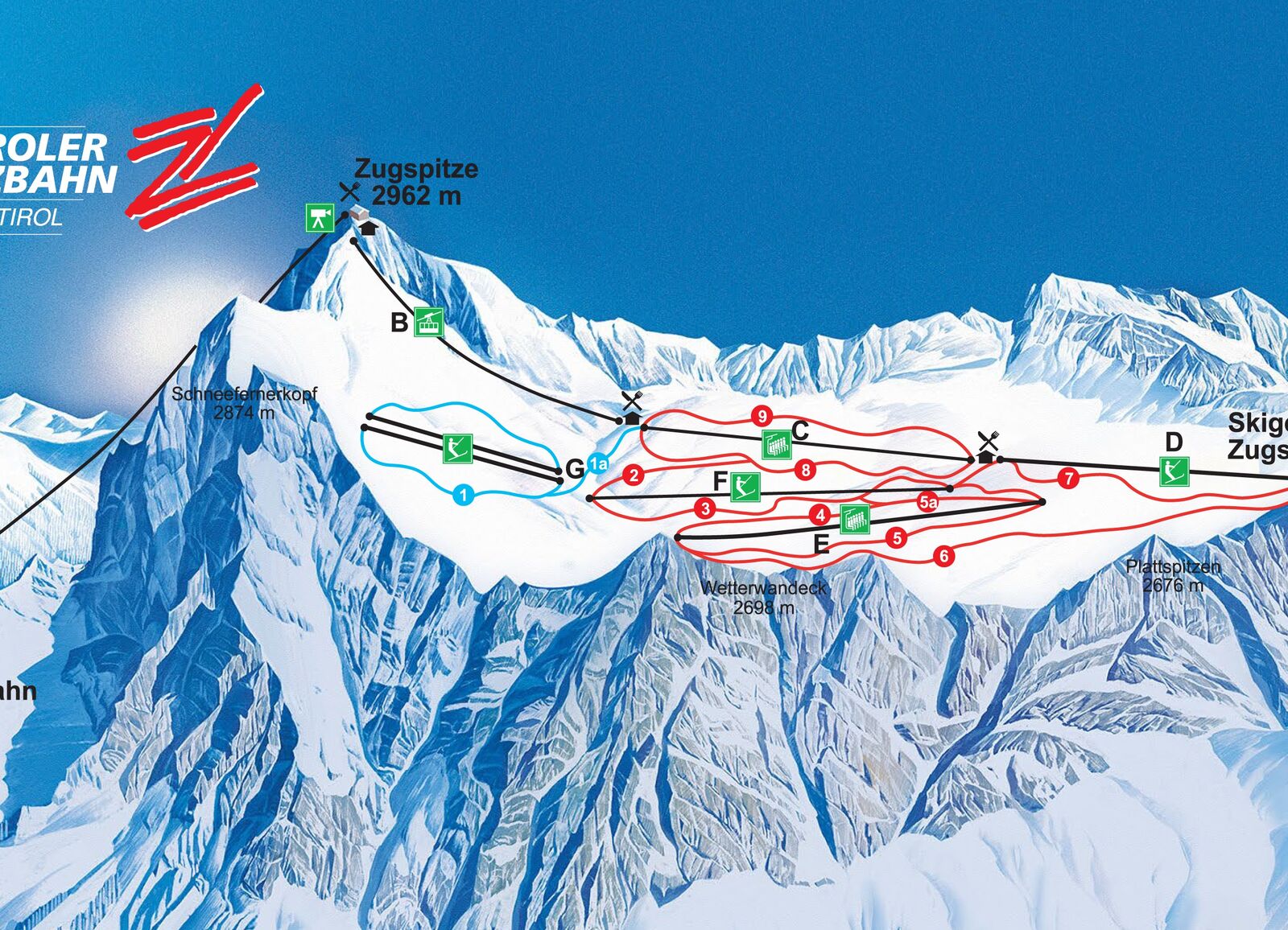 Pistenplan Skigebiet Tiroler Zugspitzbahn