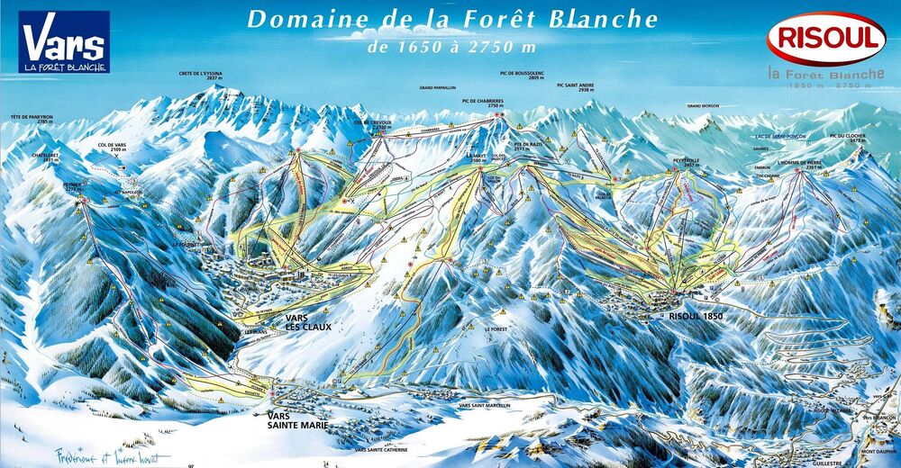 Piste map Ski resort Risoul - La Fôret Blanche