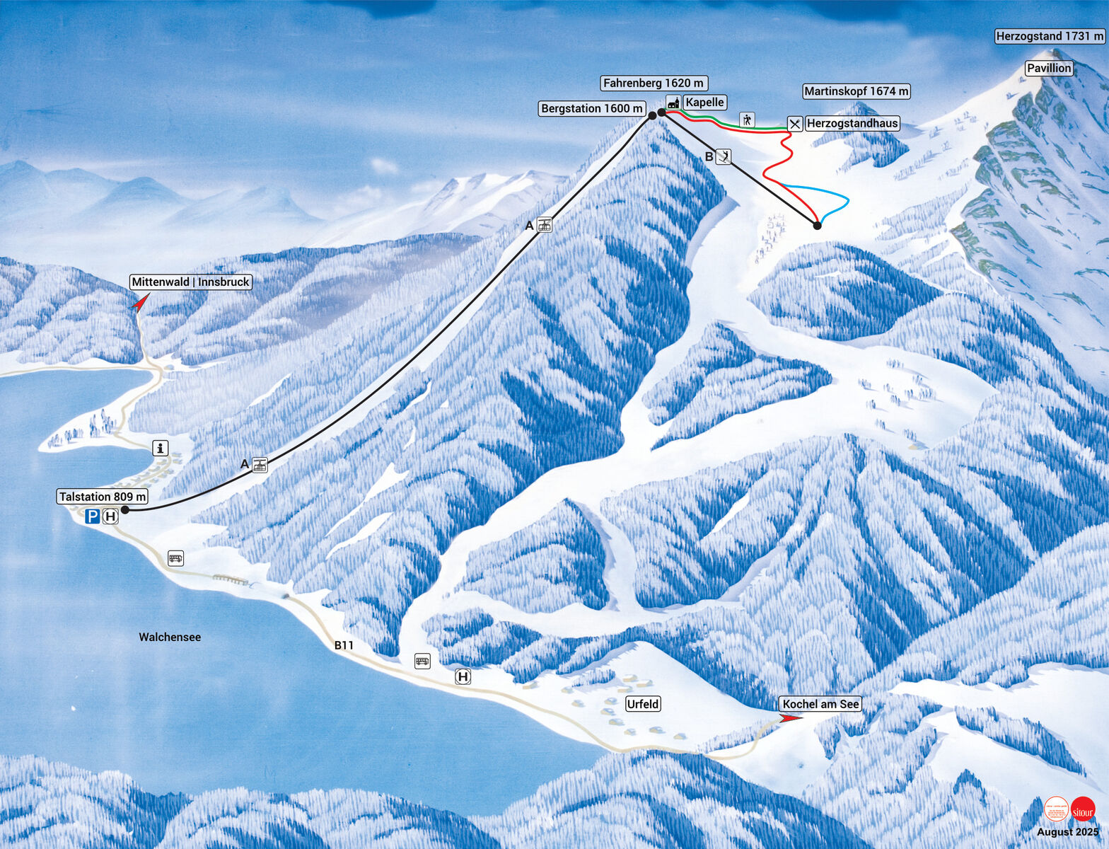 PistenplanSkigebiet Herzogstand - Walchensee