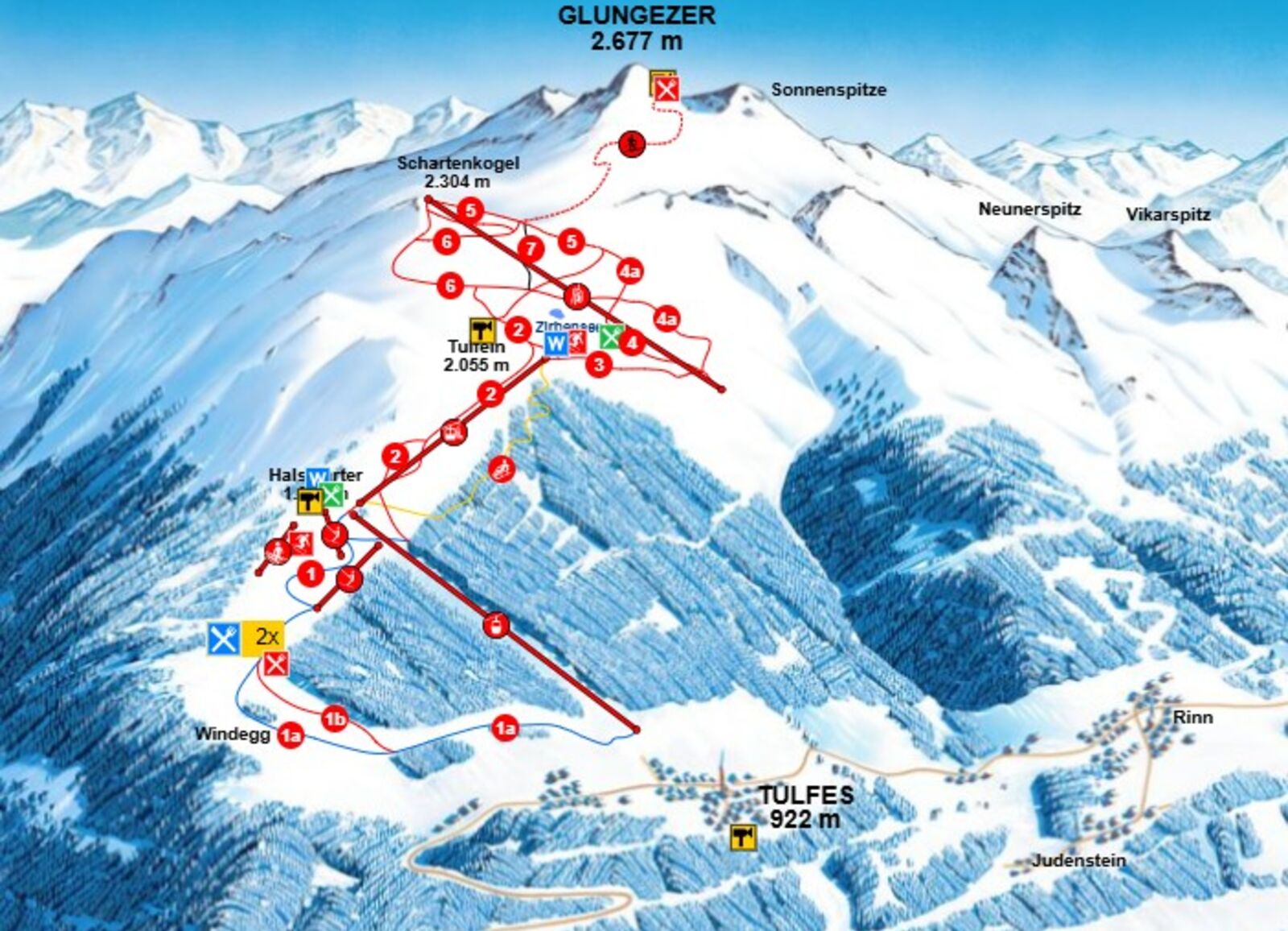 Pistenplan Skigebiet Glungezer Pistenplan Skigebiet Glungezer