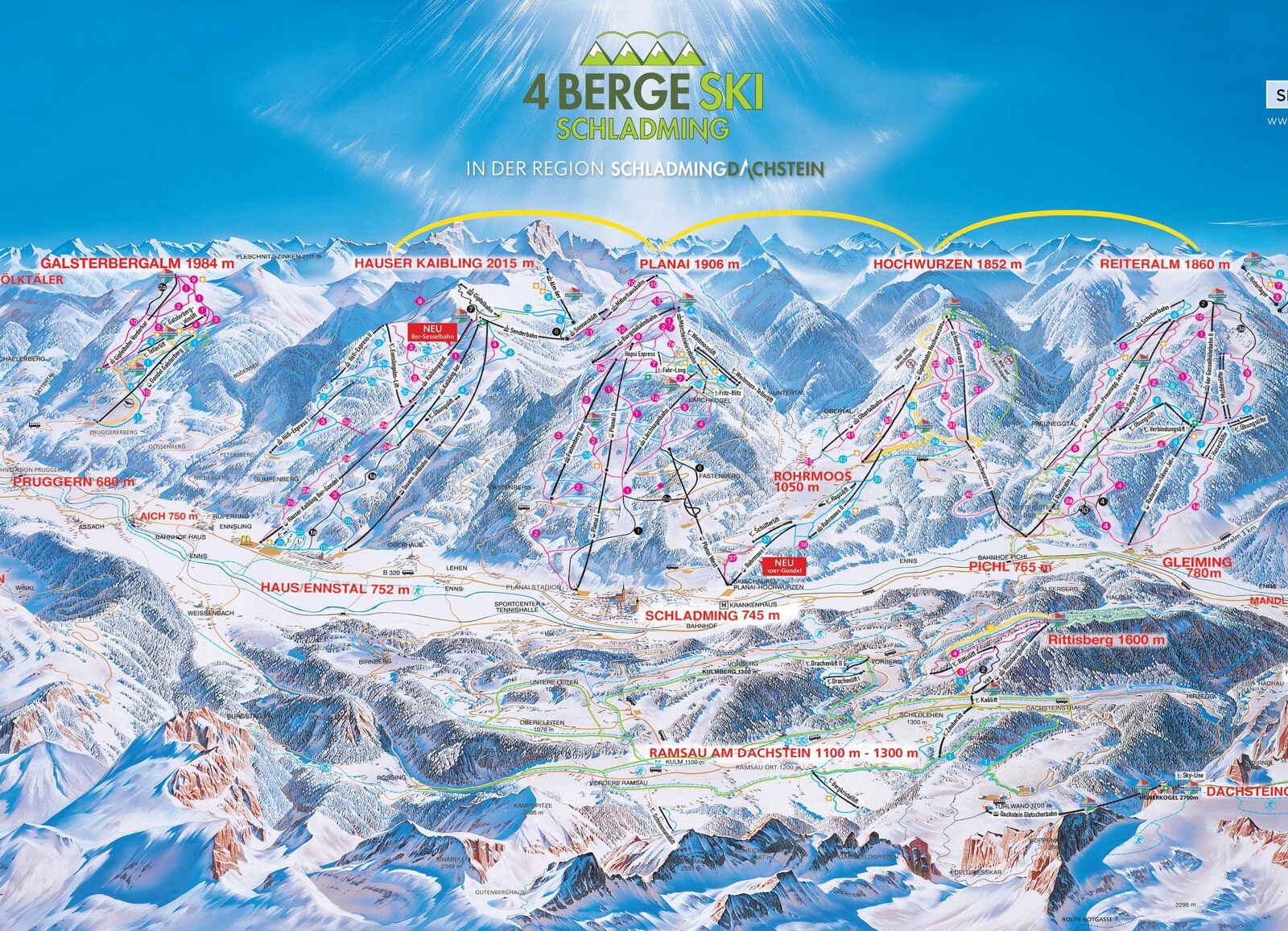 Pistenplan Skigebiet Planai / Schladming / Ski amade