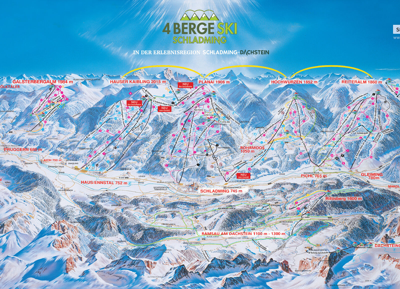 Pistenplan Skigebiet Planai / Schladming / Ski amade Pistenplan Skigebiet Planai / Schladming / Ski amade