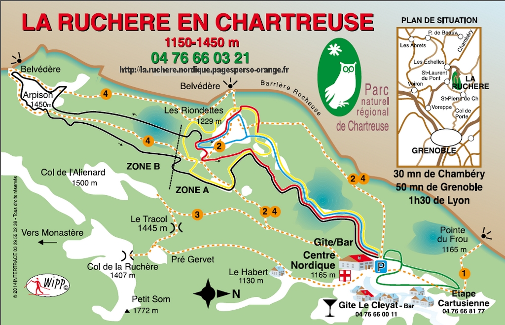 BERGFEX Plan des pistes La Ruchère en Chartreuse Ski de fond La